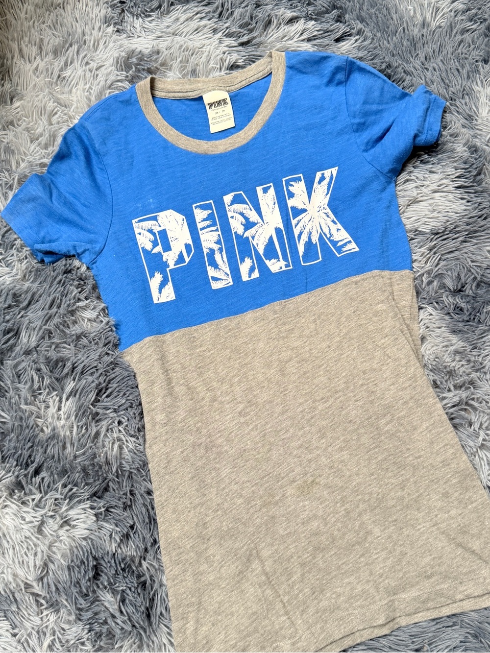 PINK Victoria's Secret VS colorblock Palm Tree short sleeve graphic tee xsmall